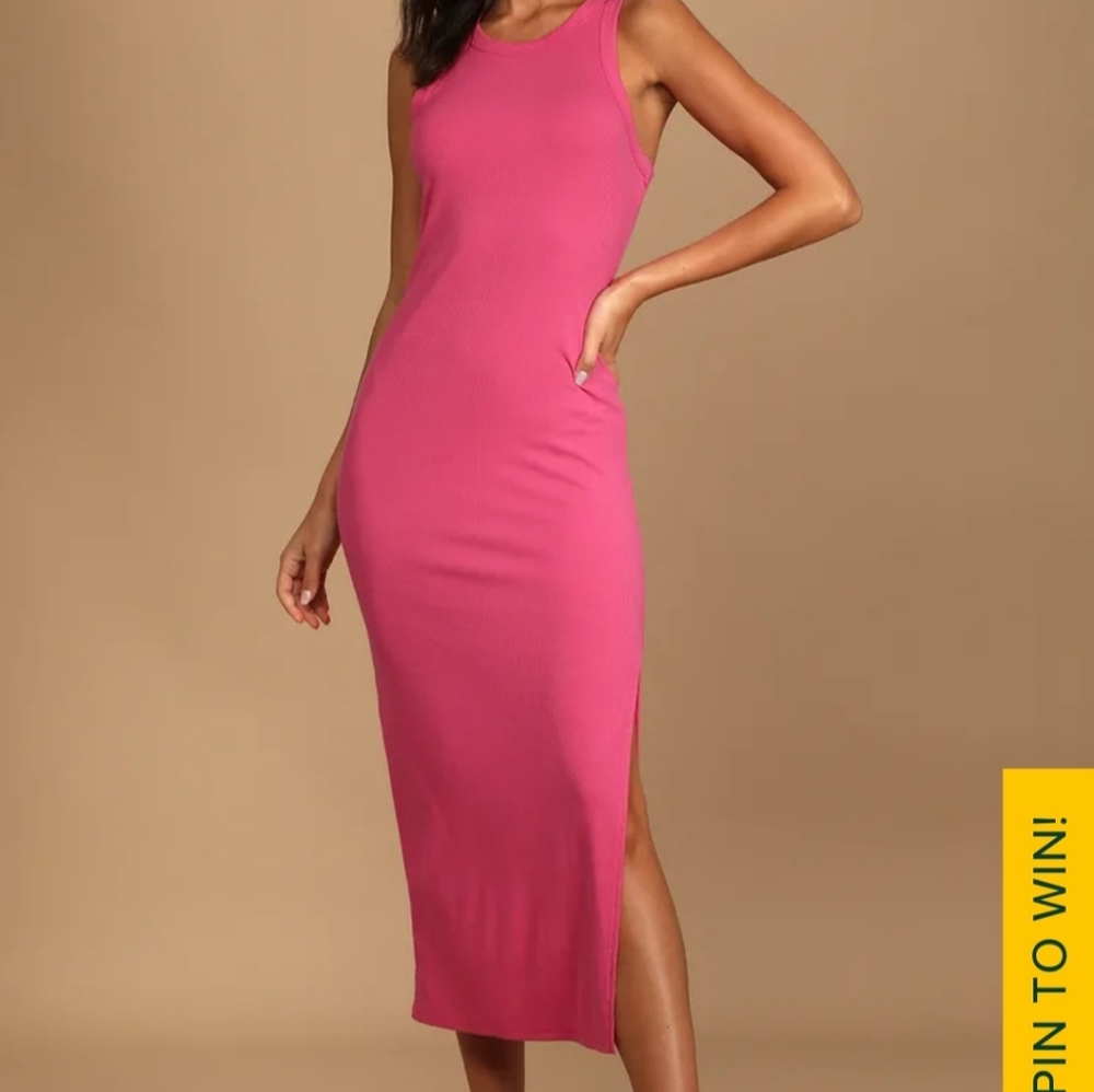 LAST CHANCE Lulu's hot pink midi dress, Medium